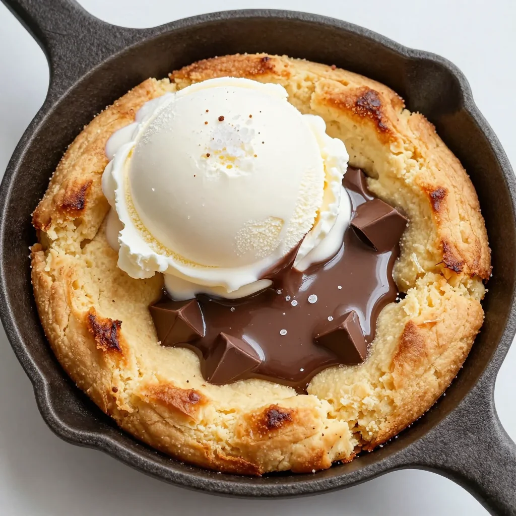 Warm Gooey Chocolate Chip Skillet Cookie for One