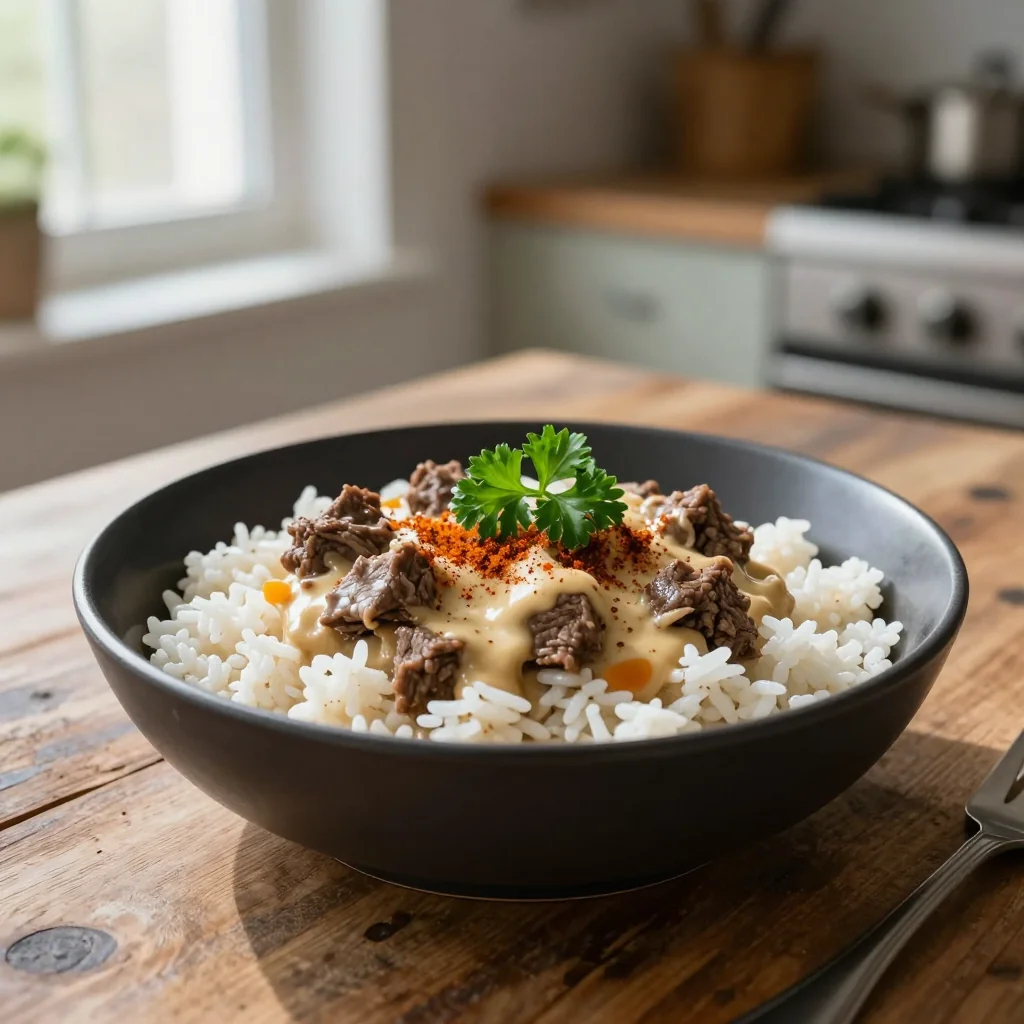 Beef Stroganoff with Rice