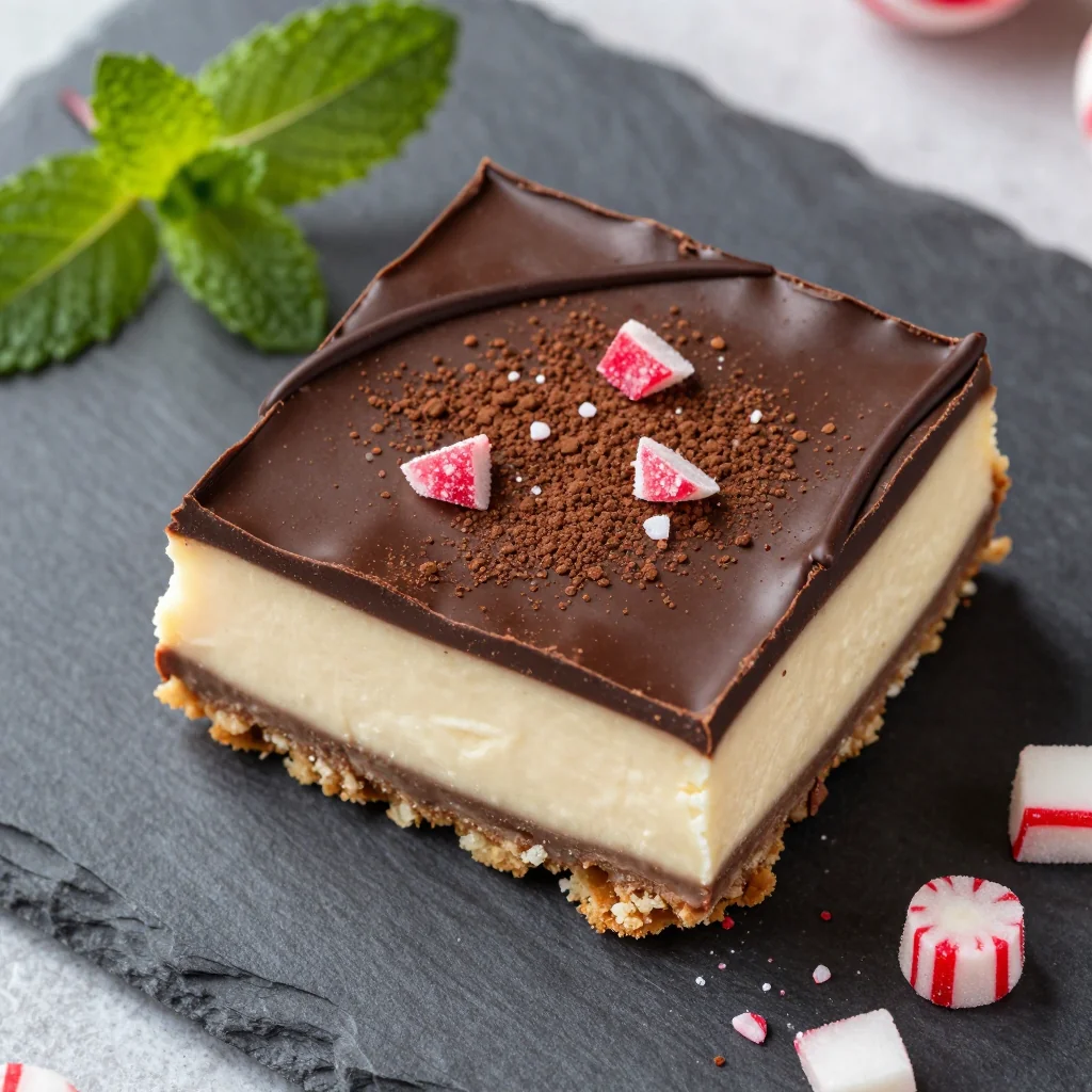 chocolate peppermint cheesecake bars for holiday dessert lovers