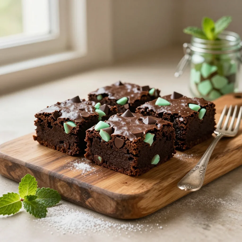 Mint Chocolate Chip Brownies Fudgy