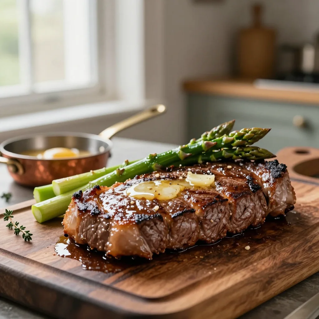 Garlic Butter Steak with Asparagus