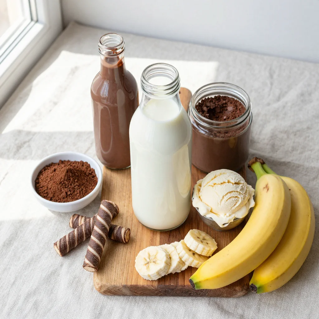 All ingredients laid out for Milkshake Chocolate Malt