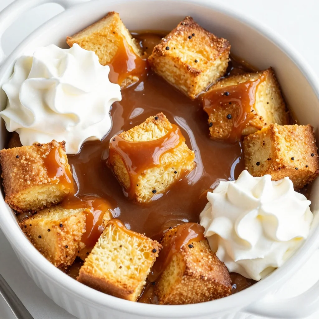 Indulgent Slow Cooker Breads Pudding with a Caramel Swirl
