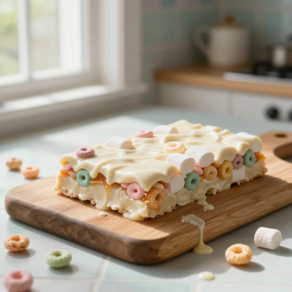 Lucky Charms Marshmallow Bars with White Chocolate