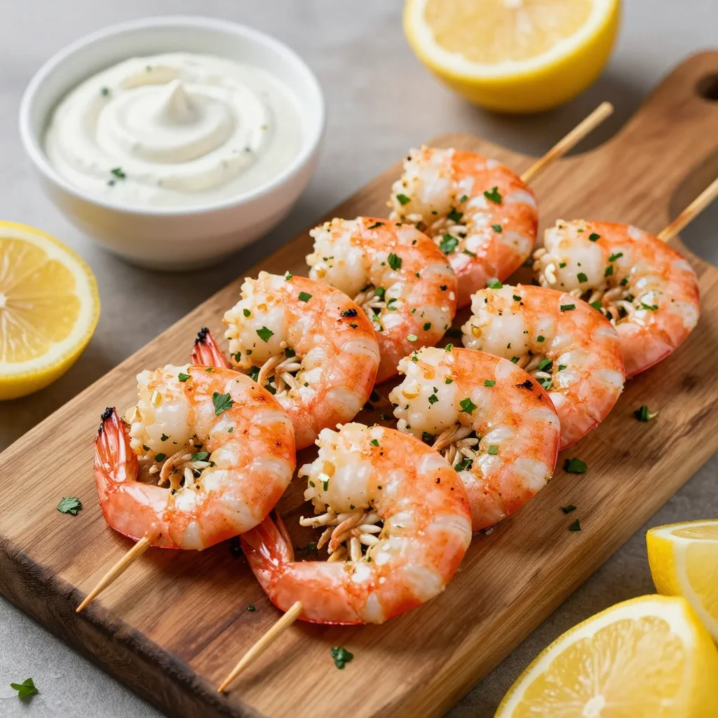Clean Eating Lemon Garlic Shrimp Skewers