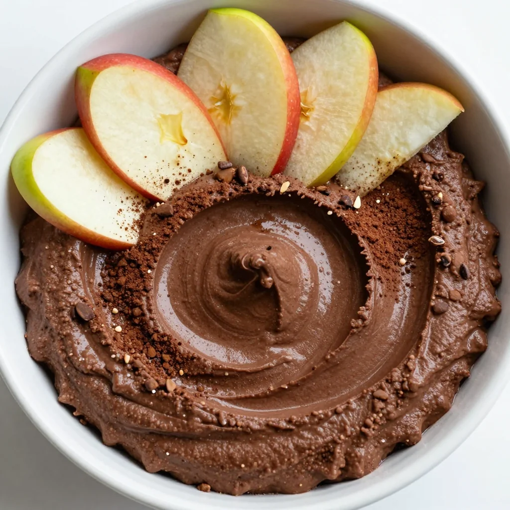 Healthy Chocolate Hummus with Apple Slices for Snacks