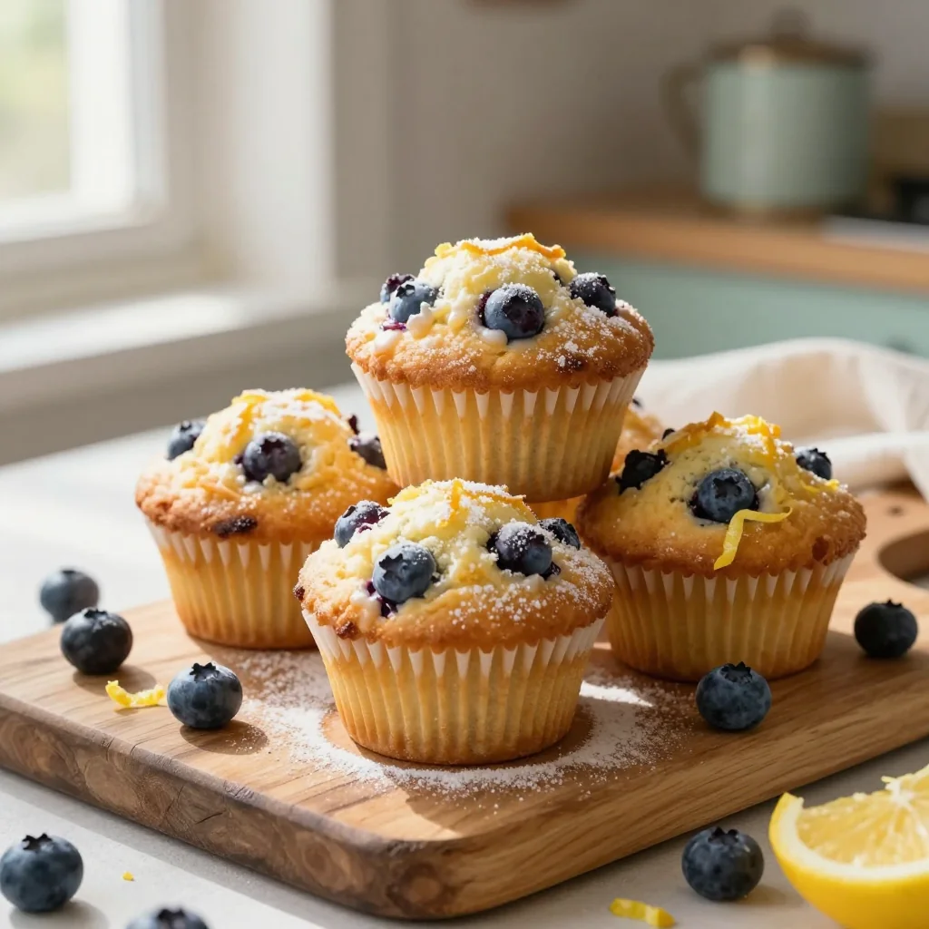 Lemon Blueberry Muffins Bakery Style
