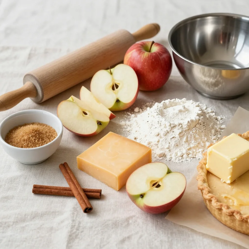 All ingredients for Apple Pie with Sharp Cheddar Cheese Crust
