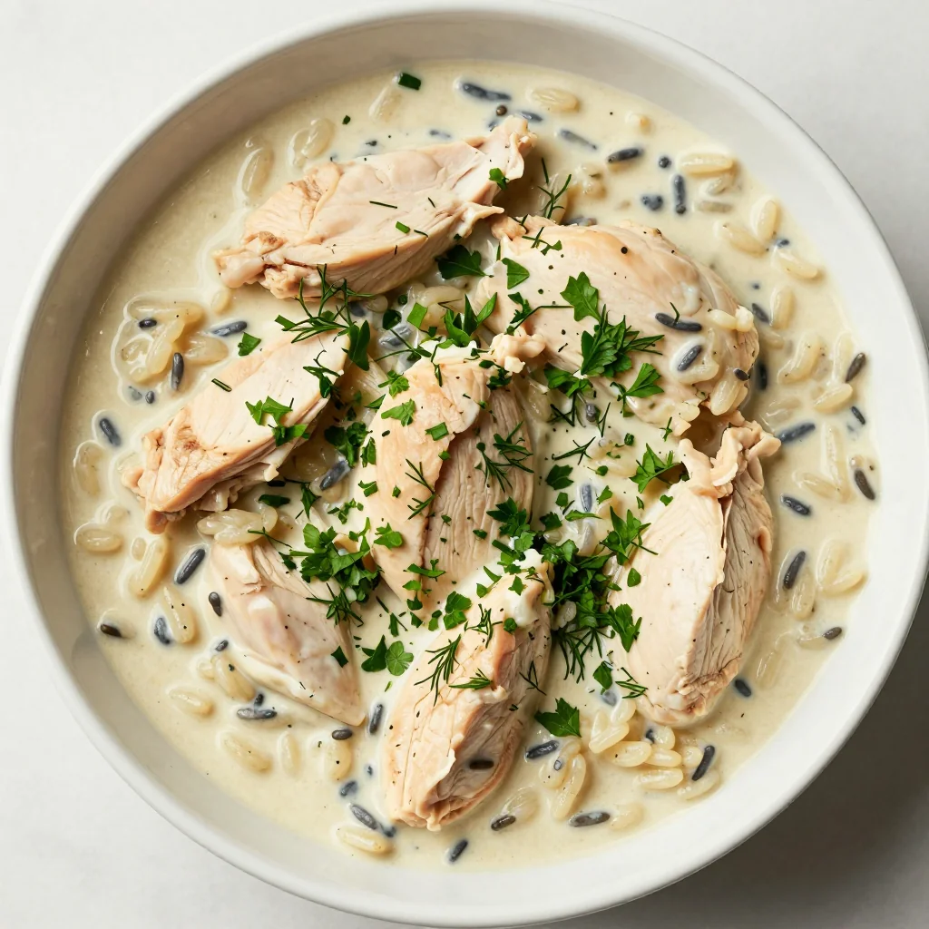 Pantry Clean-Out Creamy Chicken and Wild Rice with Herbs