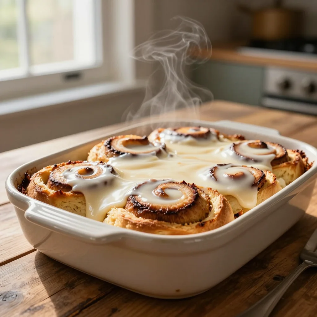Cinnamon Roll Casserole with Vanilla Icing
