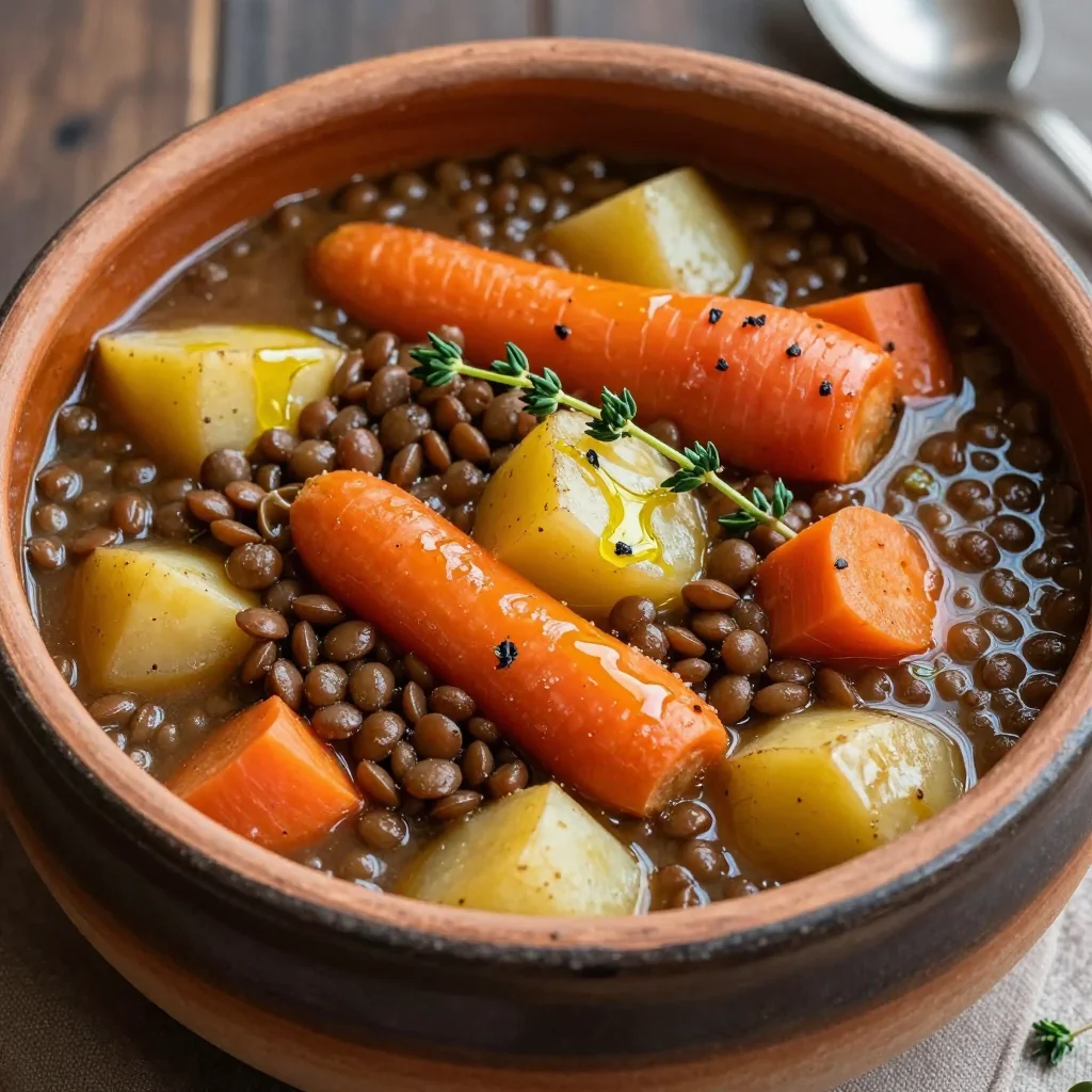 easy batchcooked lentil stew with root vegetables for january