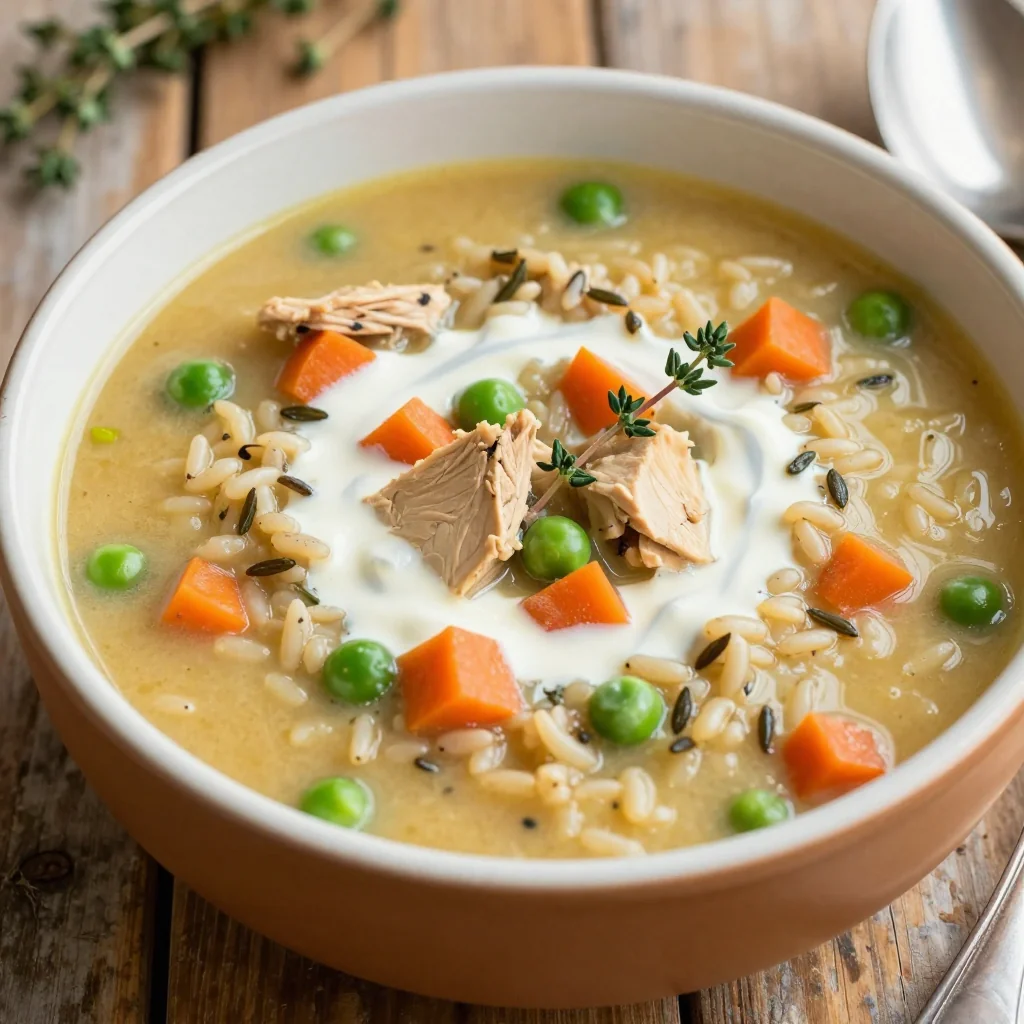 Cozy Creamy Chicken and Wild Rice Soup That is Full of Tender Veggies