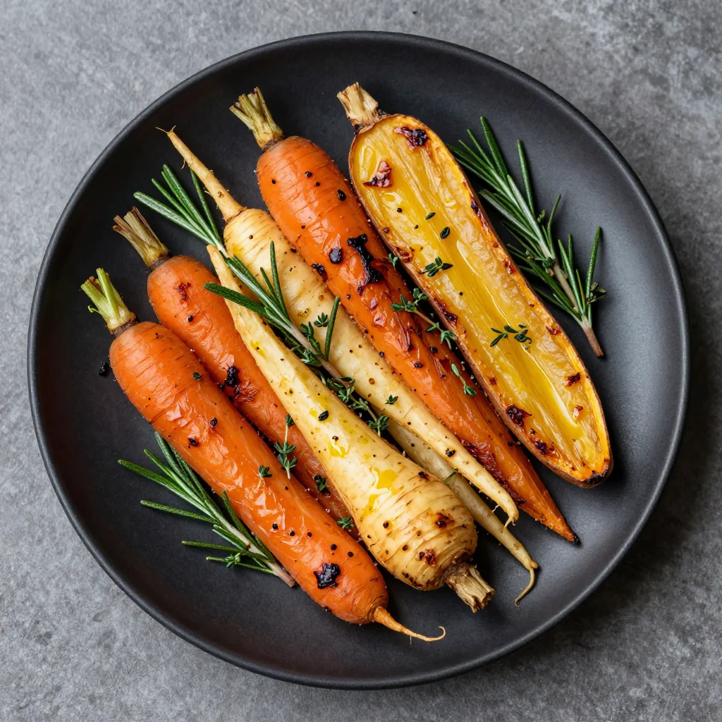 budget friendly roasted winter root vegetables with fresh herbs for clean eating