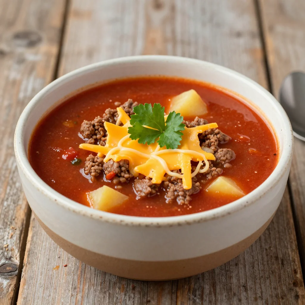 Easy Cheesy Hamburger Soup with Potatoes for a Budget Dinner