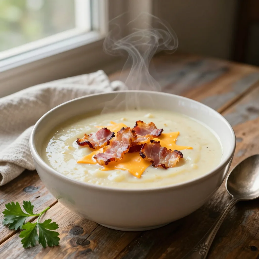Potato Soup with Ham Cheese and Bacon