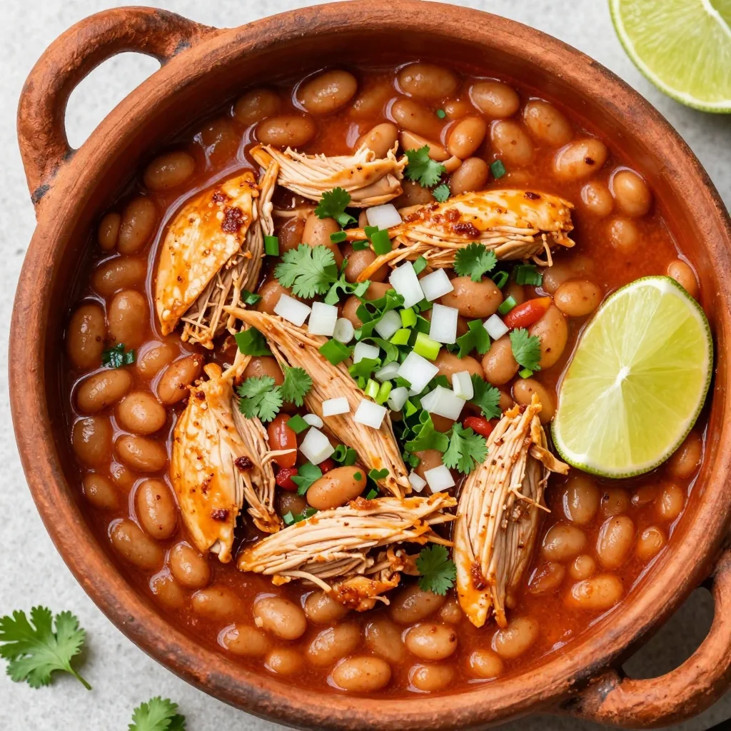 Easy Slow Cooker Chicken and Beans for Tacos