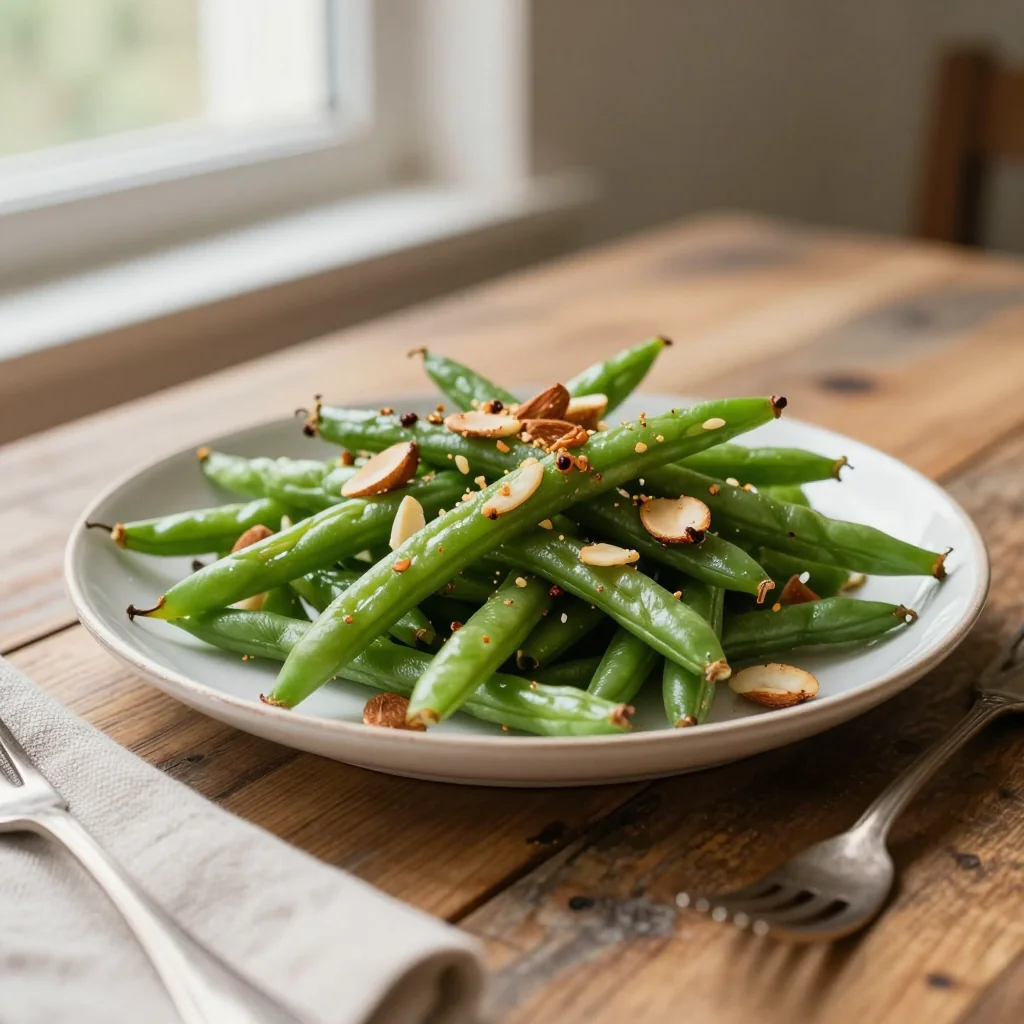 Garlic Roasted Green Beans with Almonds