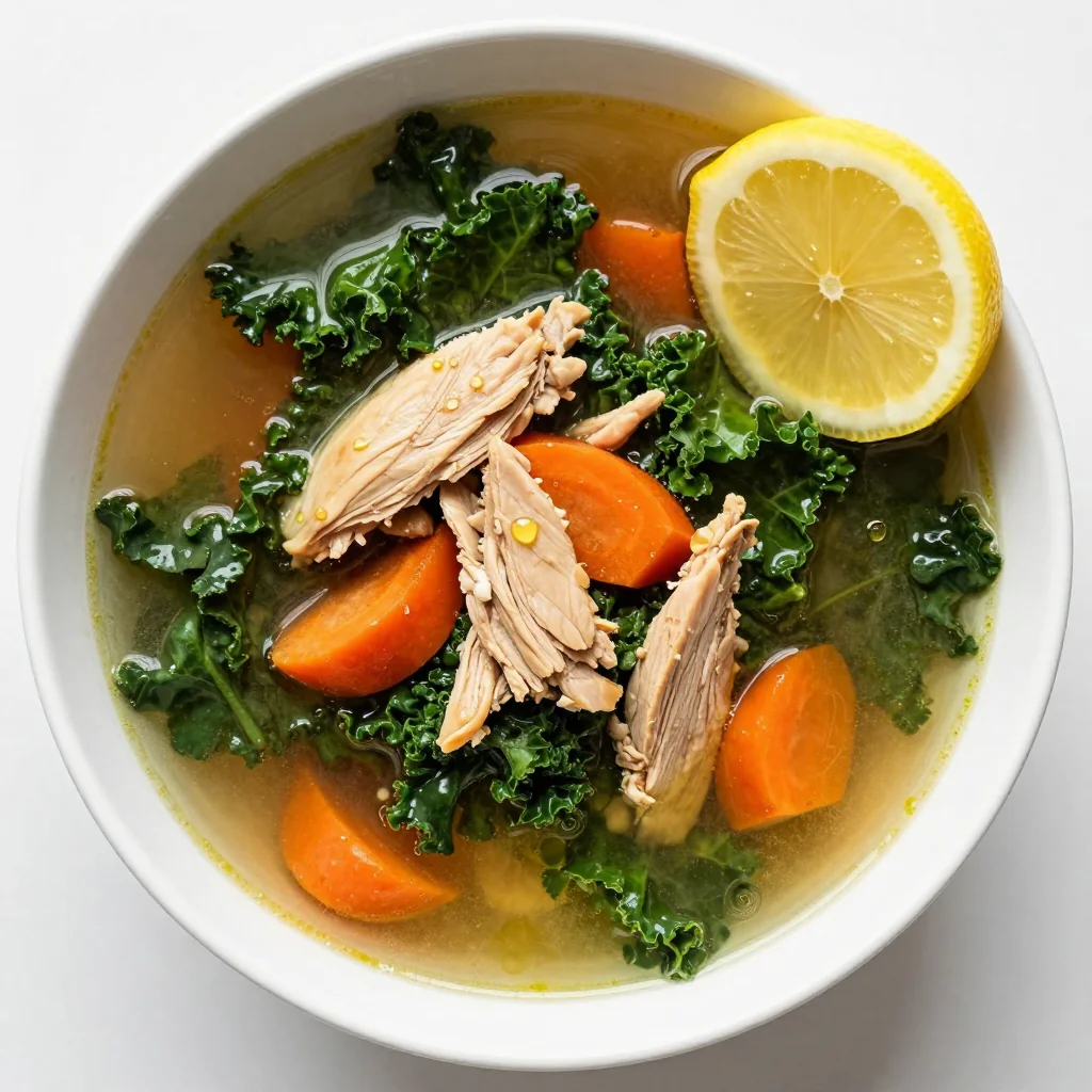 one pot chicken and kale soup with lemon for warm winter nights