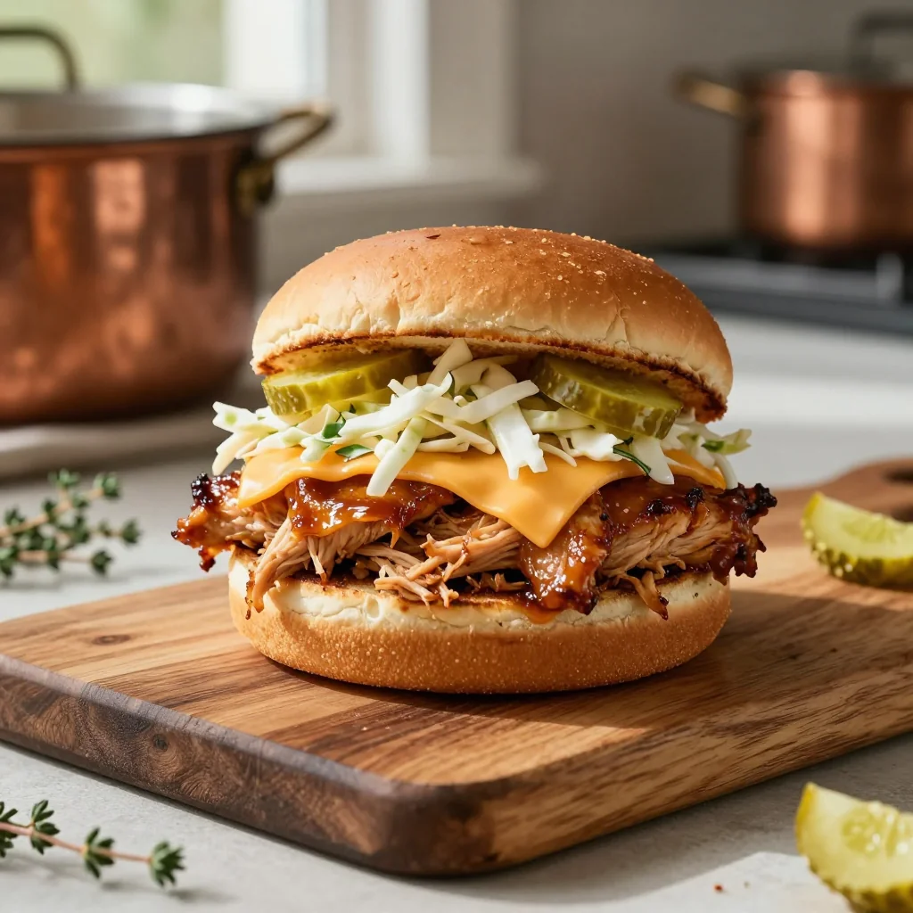 Slow Cooker Pulled Chicken Sandwiches