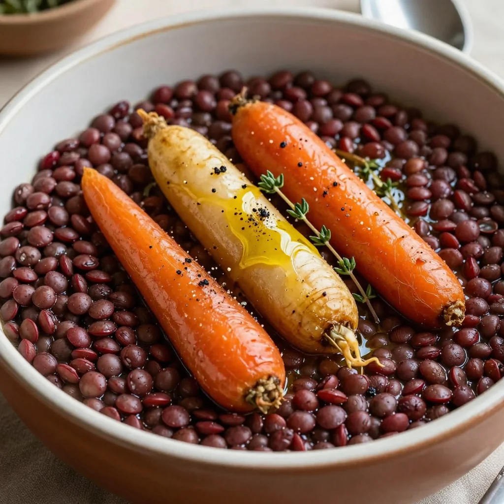 comforting onepot lentil and roasted root vegetable stew for january