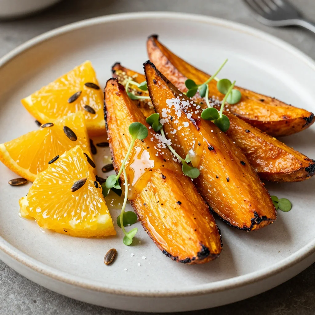 garlic roasted sweet potato and cabbage salad with citrus dressing