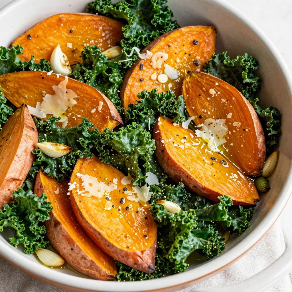 budget friendly sweet potato and kale bake for healthy family meals