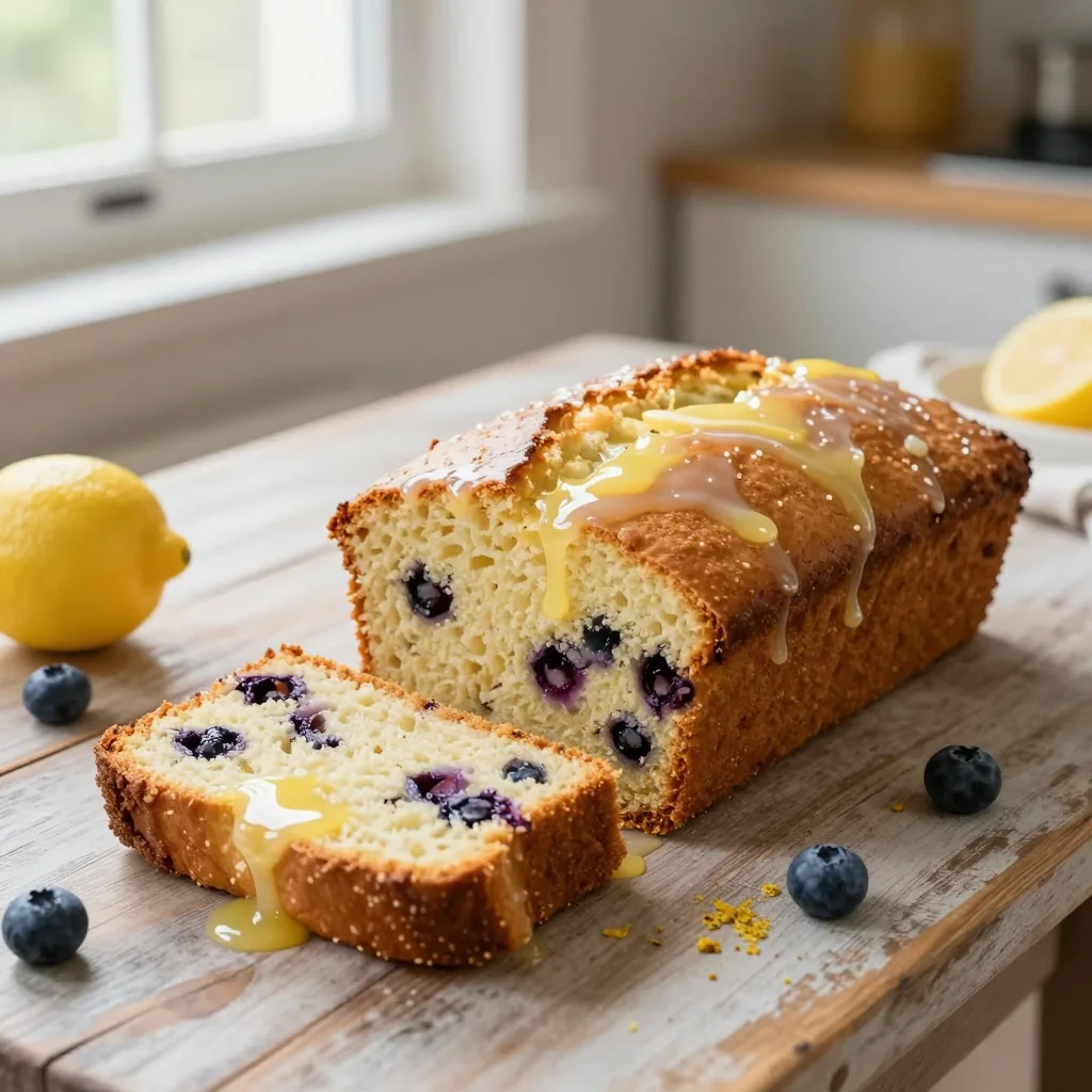 Lemon Blueberry Bread with Lemon Glaze Drizzle