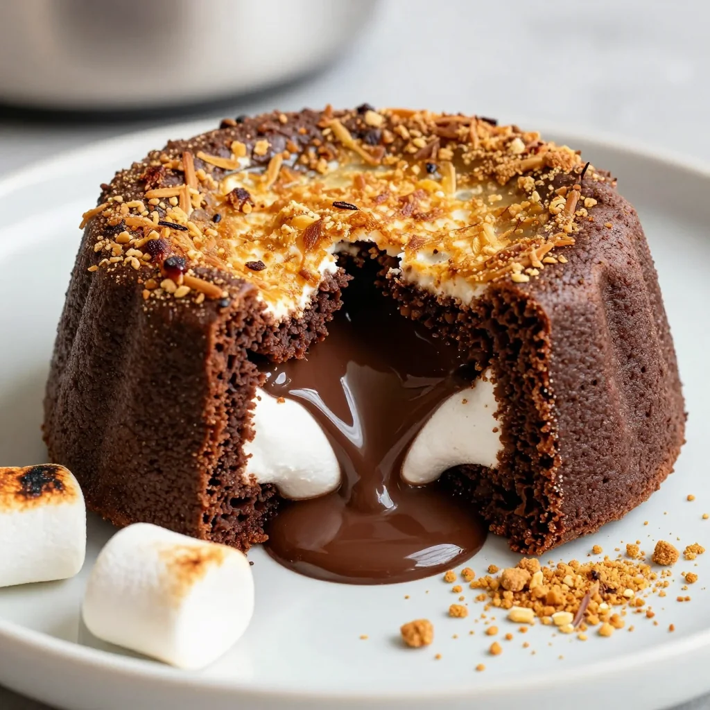 Indulgent Slow Cooker S'mores Lava Cakes with Marshmallow