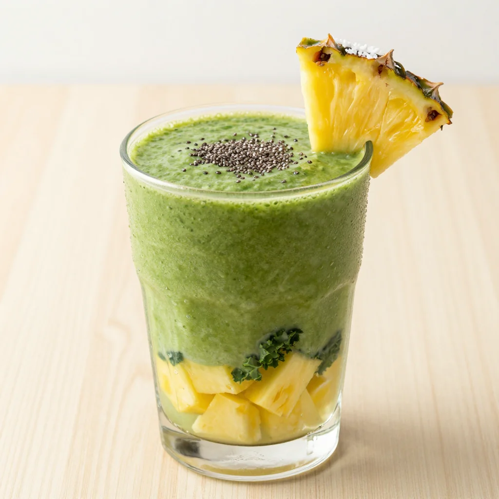 Healthy Green Smoothie with Pineapple and Coconut Water