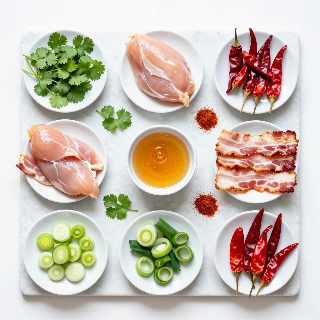 All ingredients for Sweet and Spicy Bacon Wrapped Chicken Bites