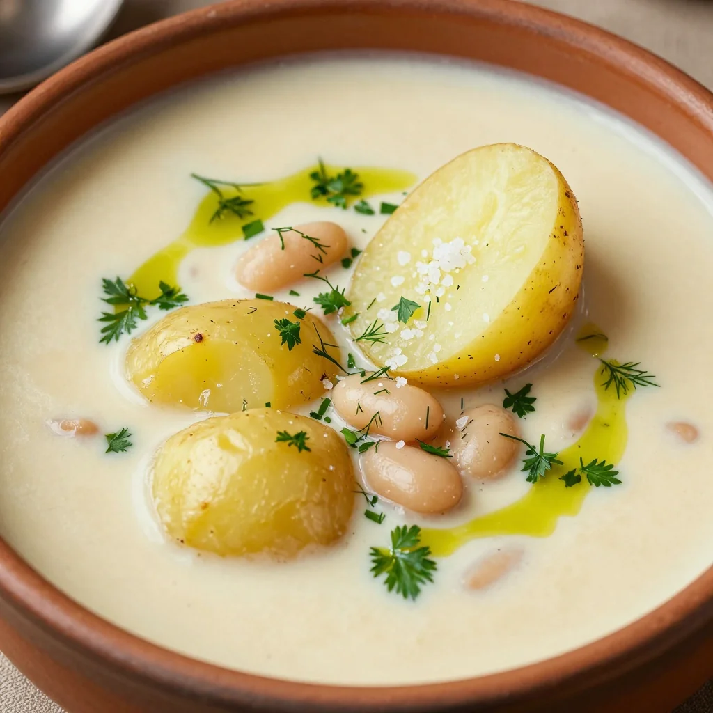 pantry clean out potato and white bean soup with fresh herbs