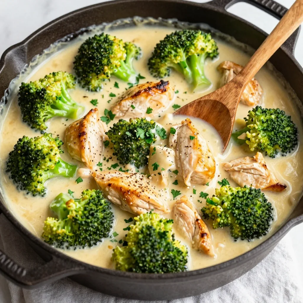 One Pot Creamy Chicken and Broccoli for NFL Sundays