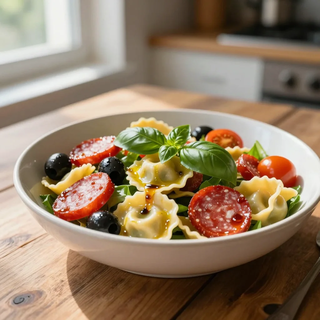 Tortellini Antipasto Salad with Pepperoni and Olives