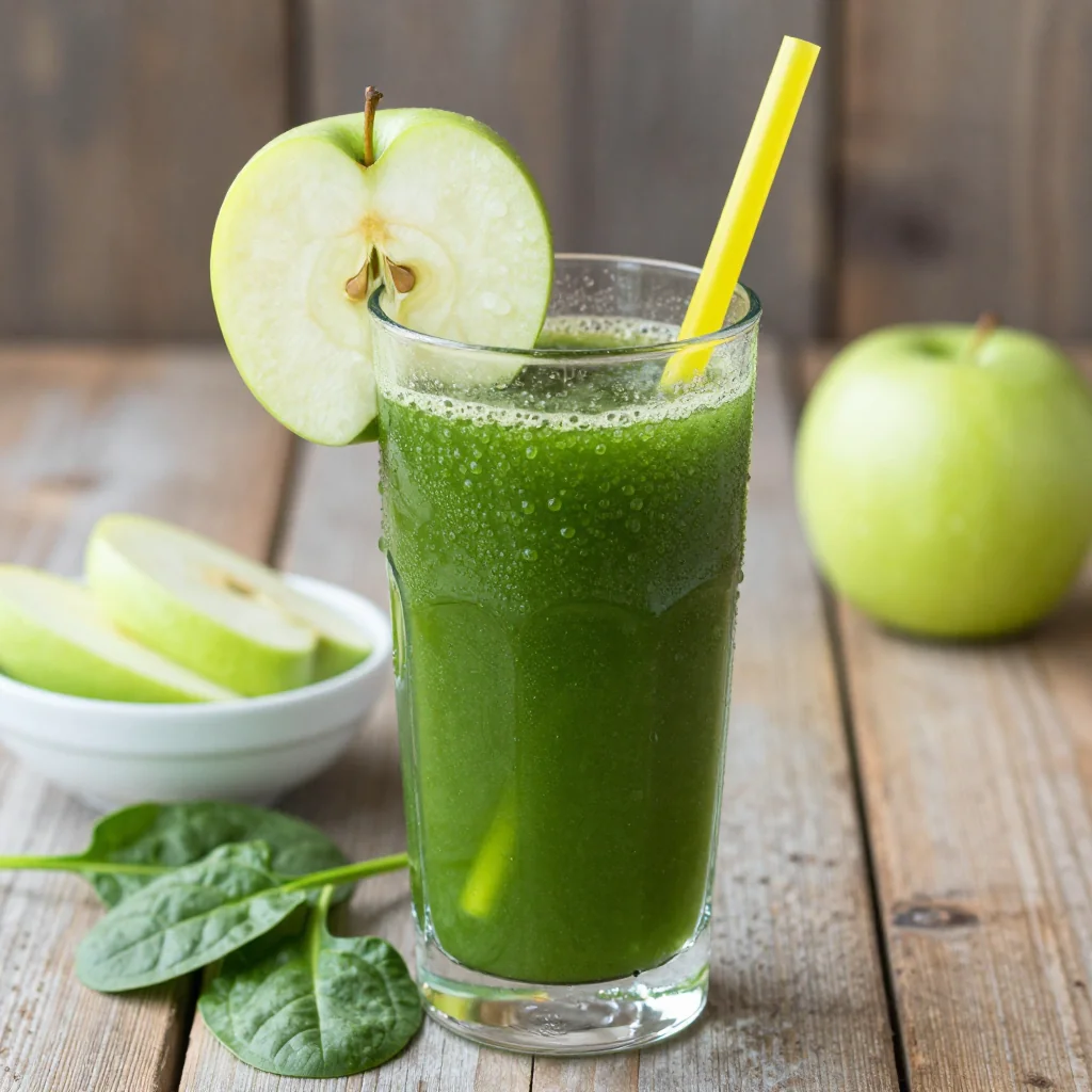 New Year's Day Green Juice with Apple and Spinach for Energy