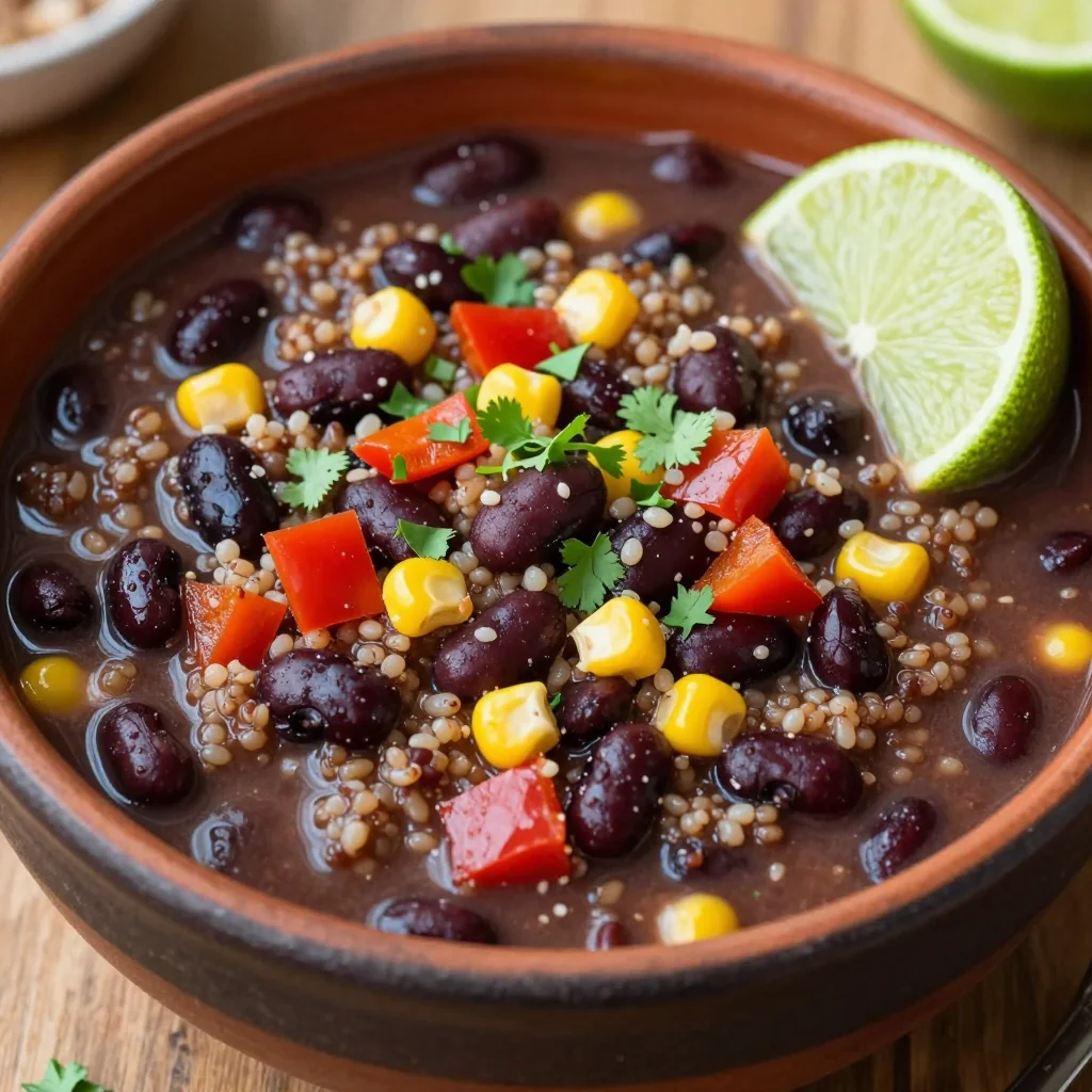 Healthy Crockpot Black Bean And Quinoa Stew For Protein