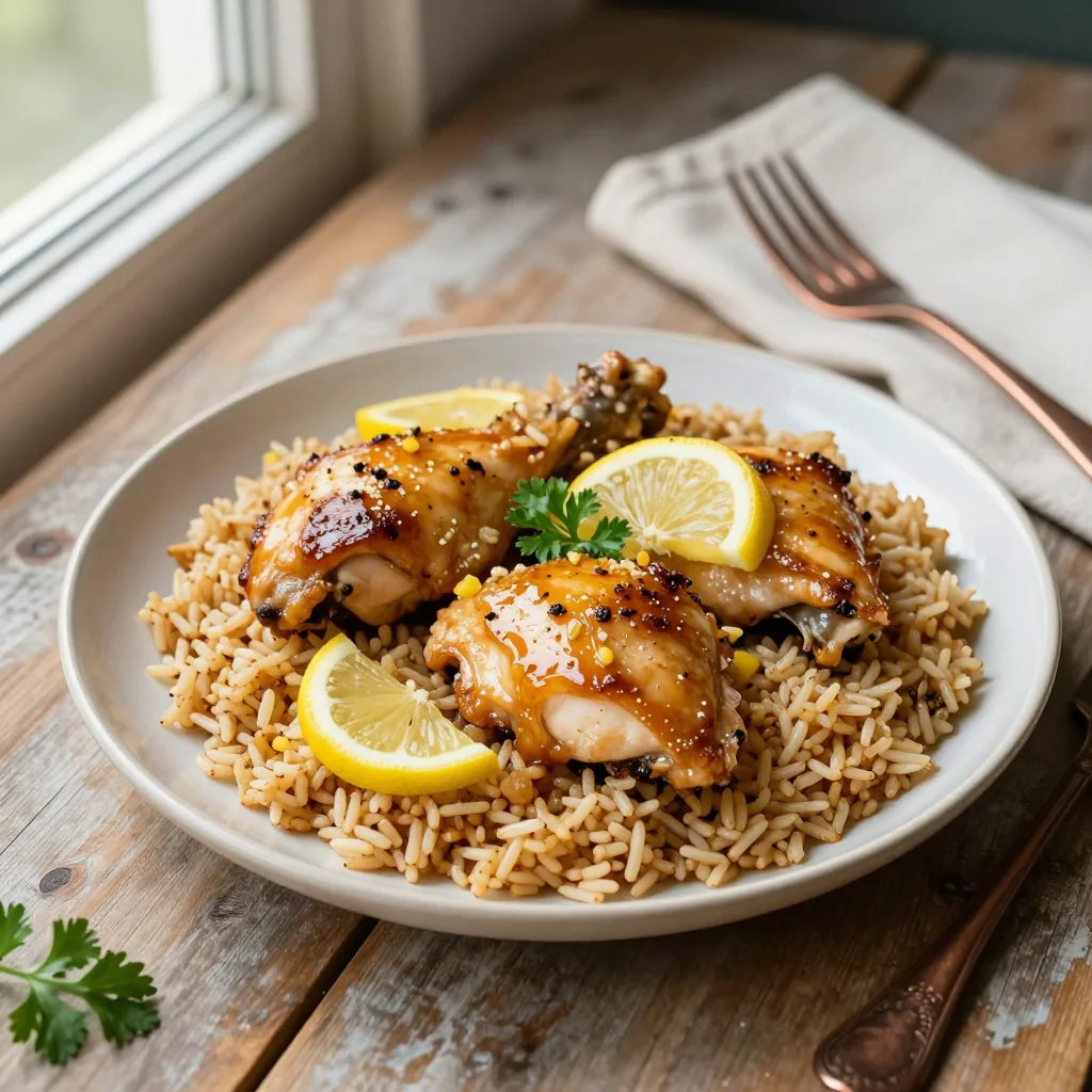 Lemon Garlic Chicken with Brown Rice