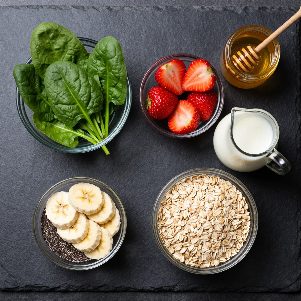 Ingredients for Strawberry Detox Smoothie with Spinach and Banana