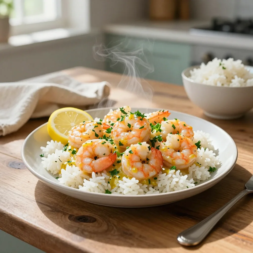 Lemon Garlic Shrimp with White Rice
