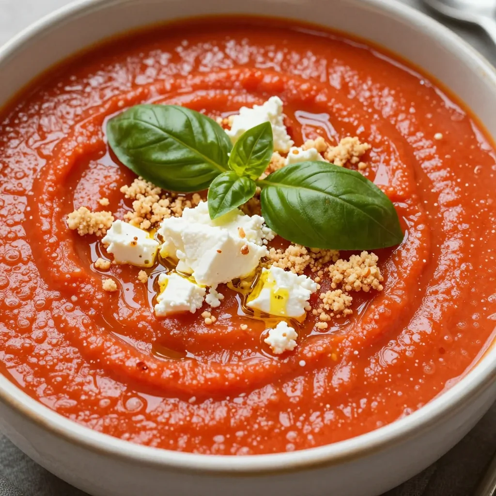 Creamy Tomato Soup With A Crumbled Goat Cheese