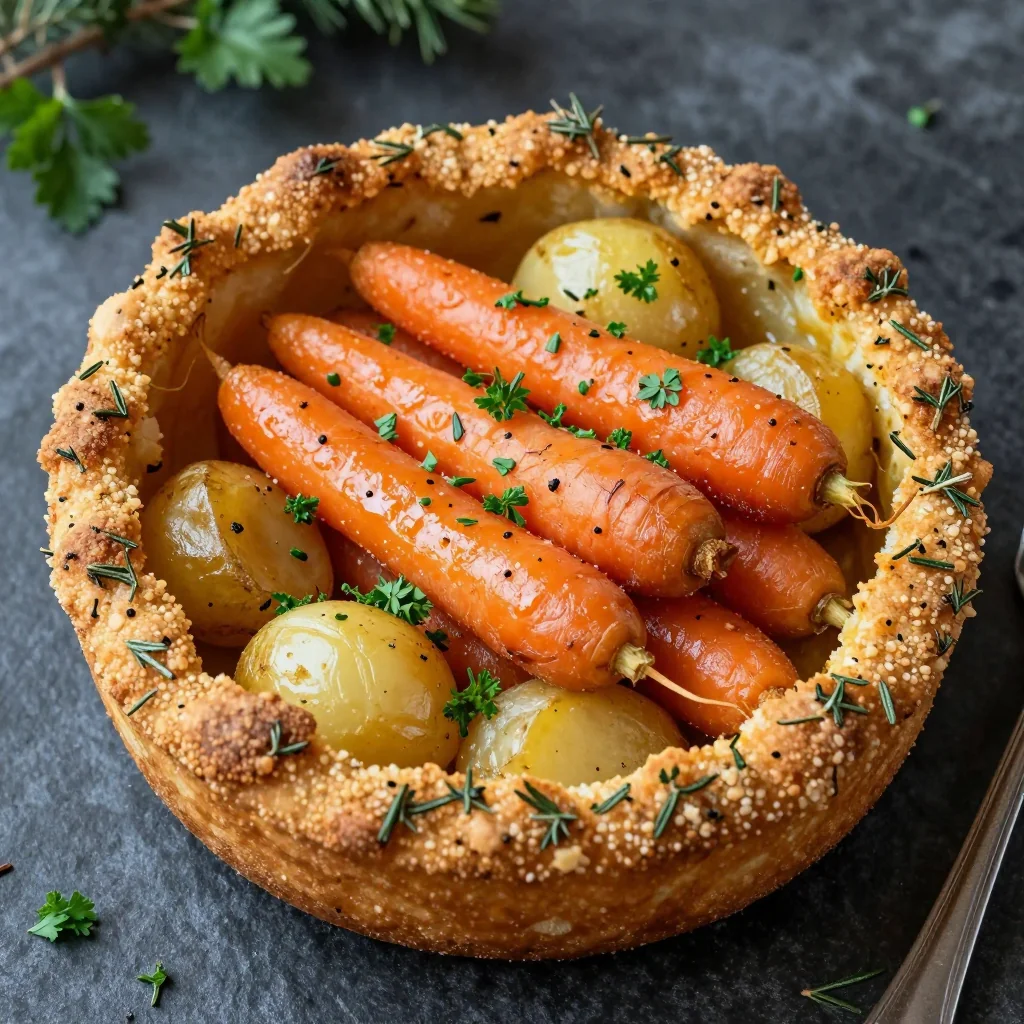 herbcrusted roast chicken with root vegetables for christmas eve