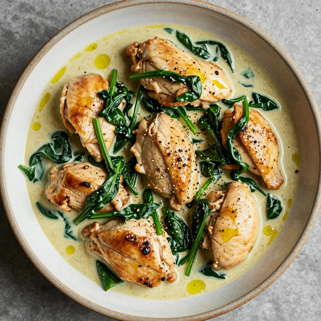 One Pot Creamy Chicken and Spinach for Winter Greens