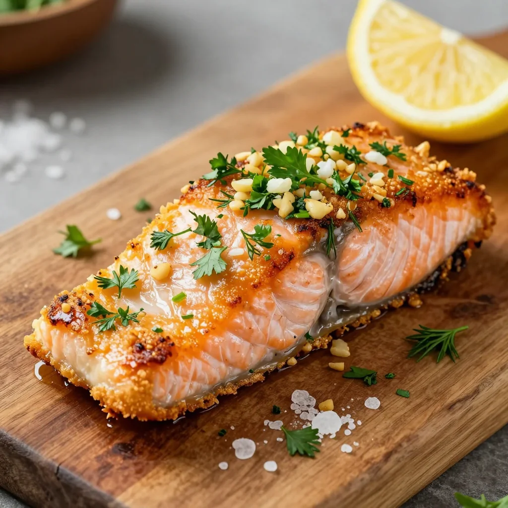 Crispy Air Fryer Salmon with a Garlic Herb Crust