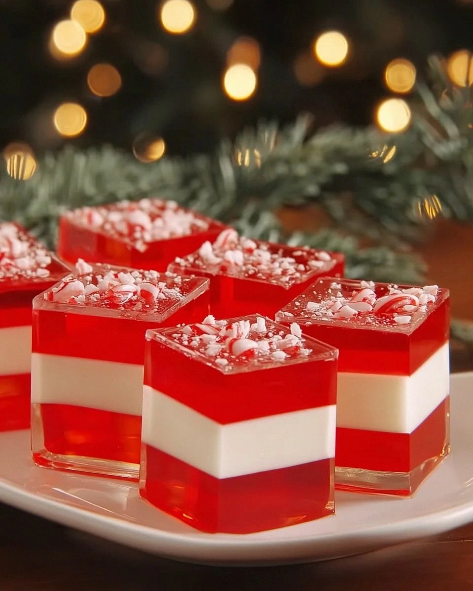 Candy Cane Jell-O Shots
