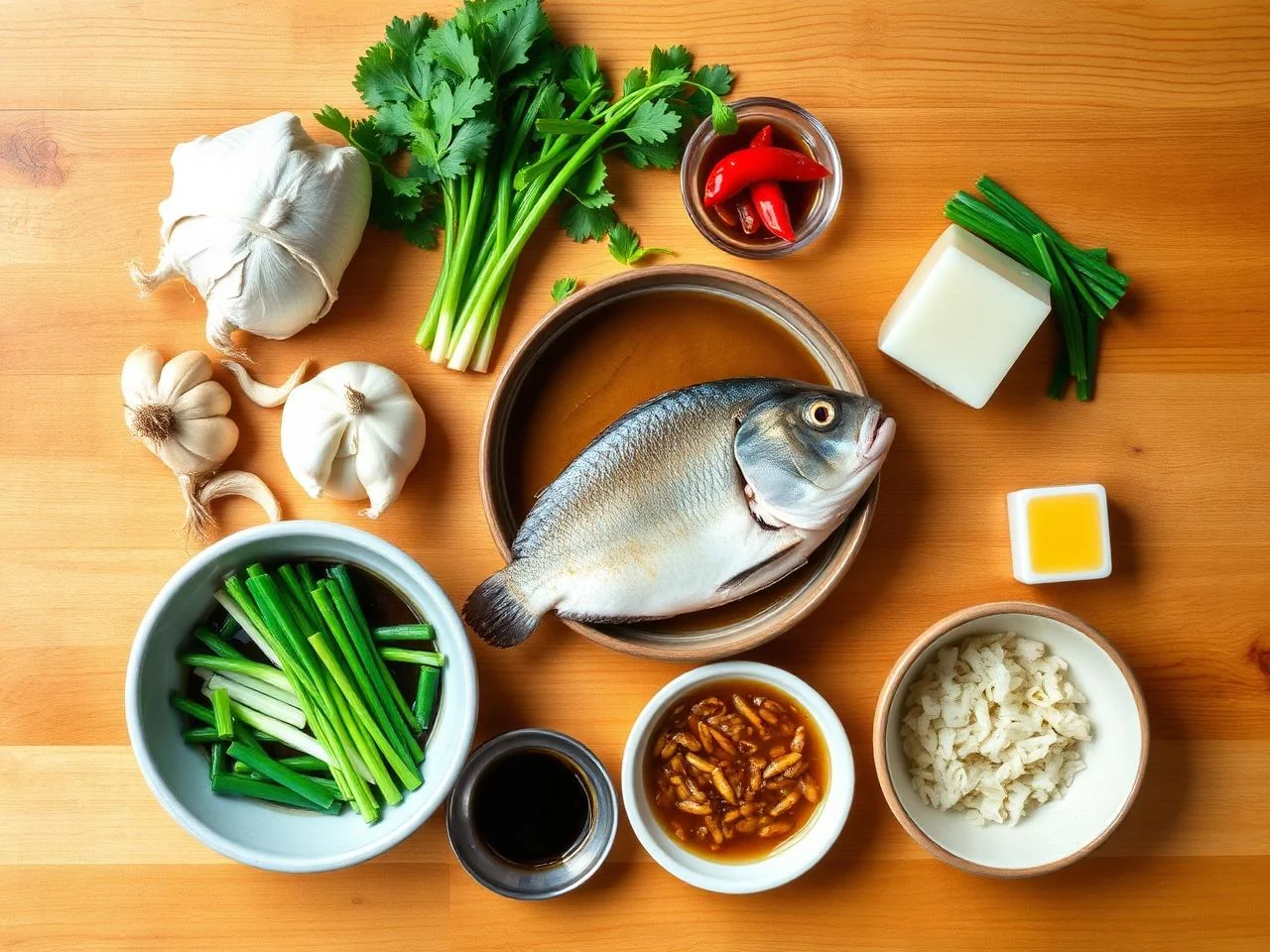 Ingredients for Cantonese Steamed Fish
