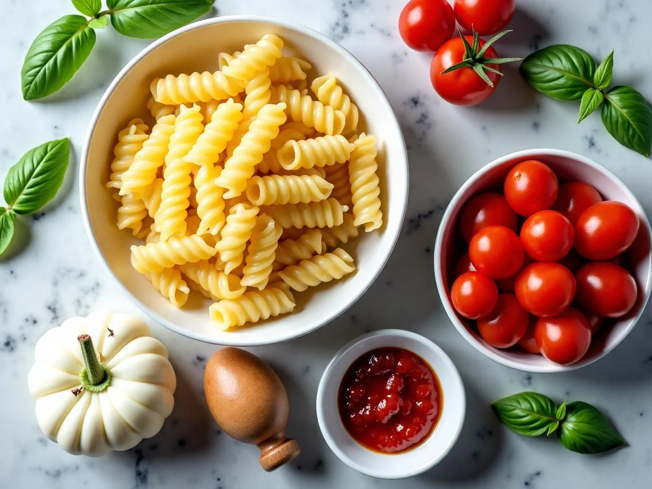 Ingredients for Caprese Pasta Salad