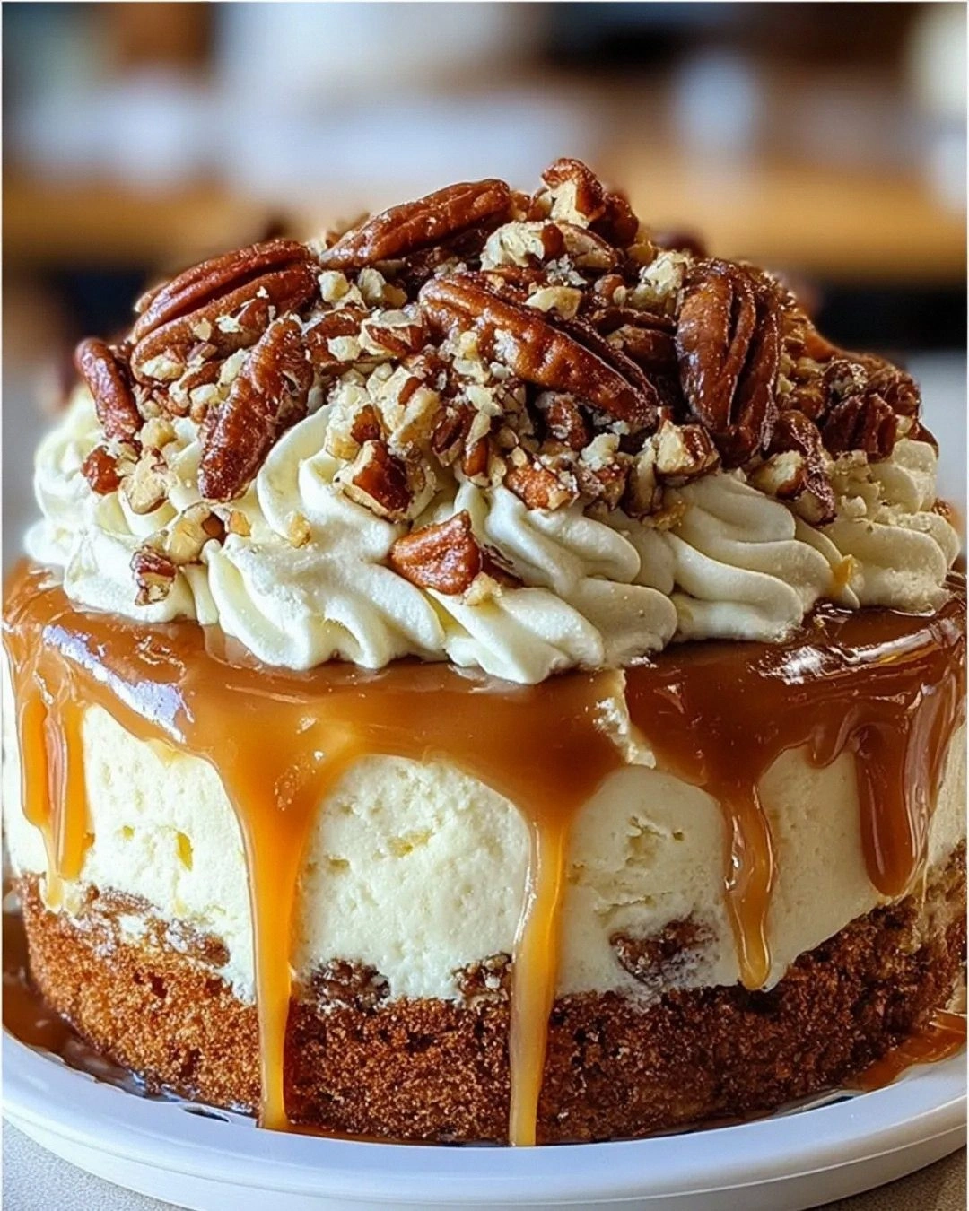 Caramel Butter Pecan Praline Poke Cake