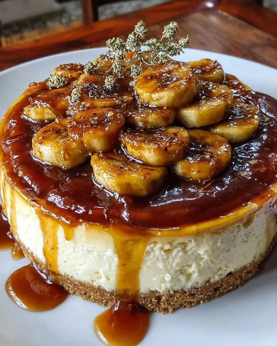 Caramelized Banana Cheesecake Rum Glaze is Irresistible!
