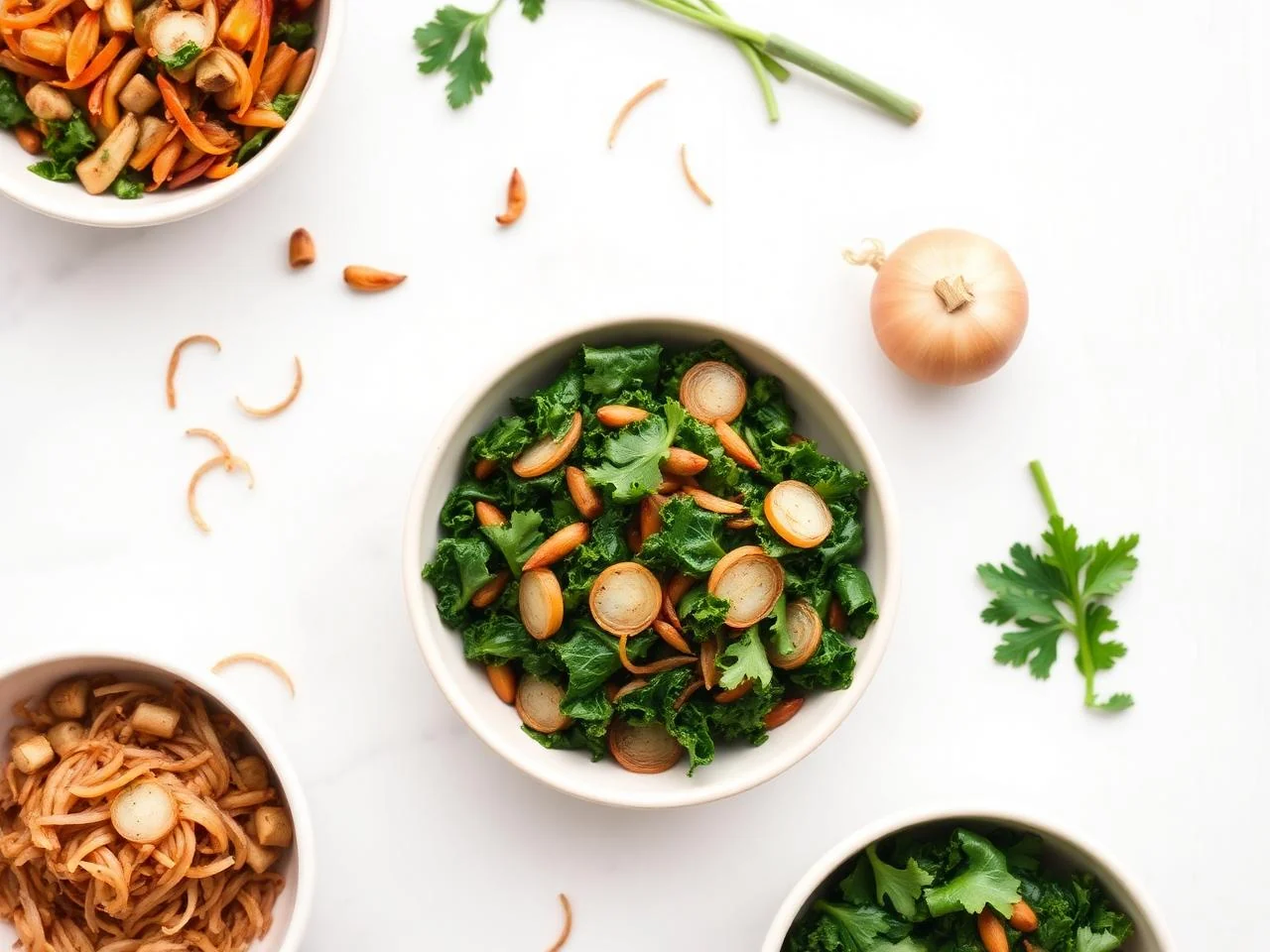Ingredients for Caramelized Onion And Kale Salad
