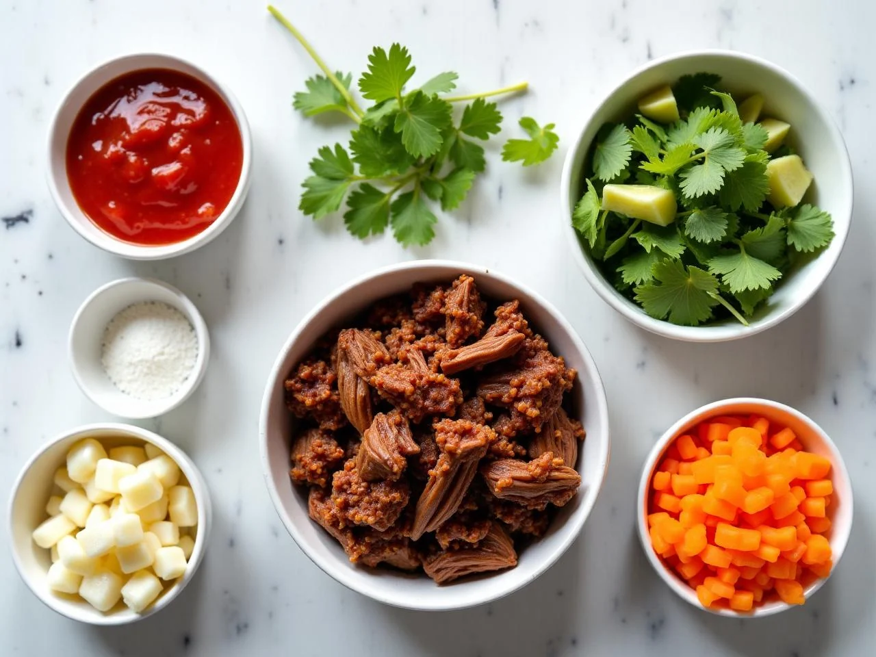 Ingredients for Carnitas Burrito Bowl