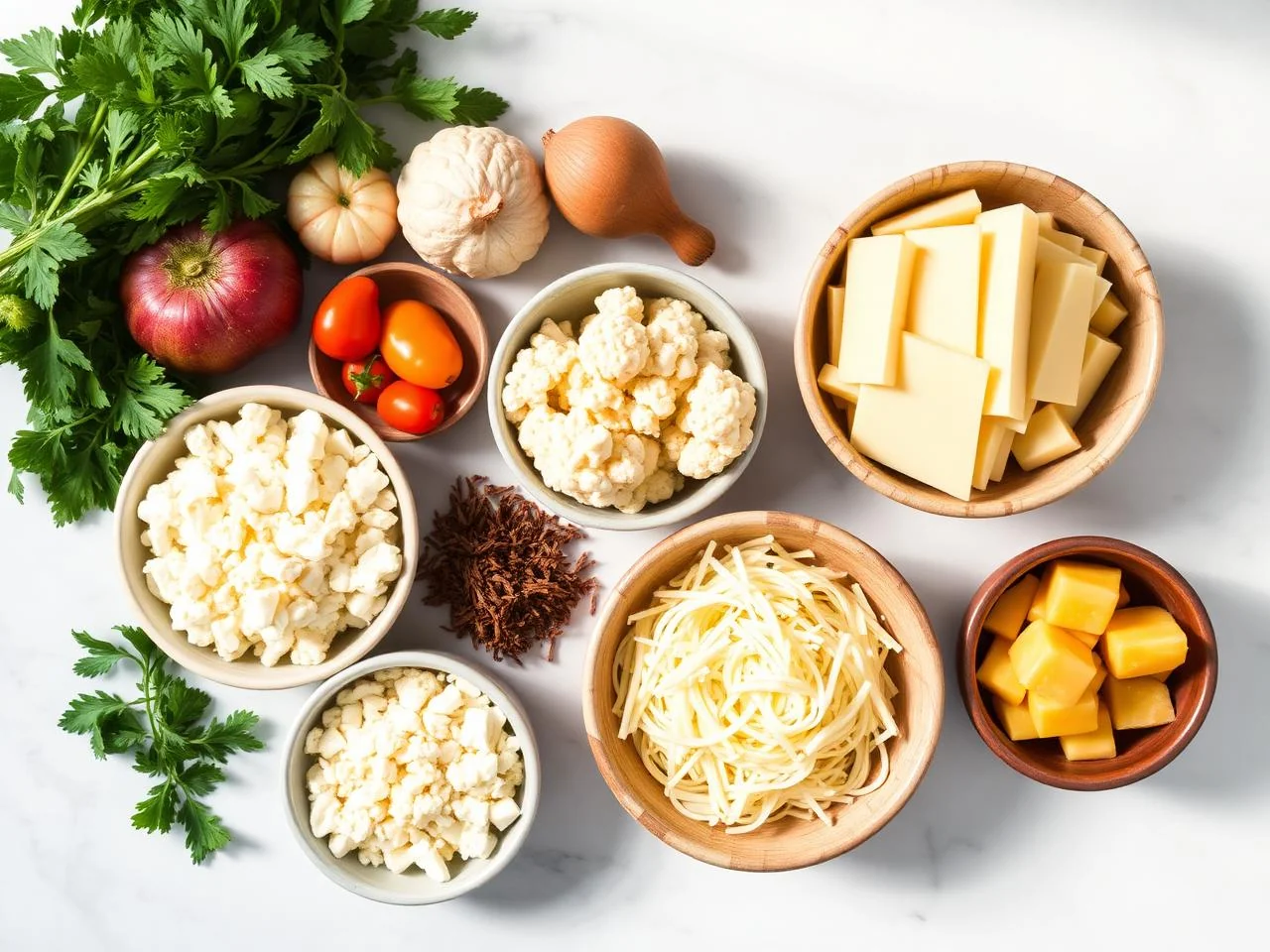 Ingredients for Cauliflower And Cheese Casserole